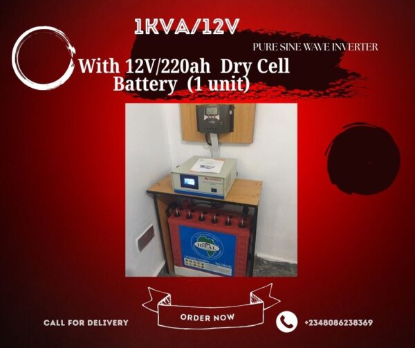 SOLAR PACKAGE 1kva 1KVA/12V Inverter Installation with one unit of dry cell battery and 2 units of 300watts canadian solar panels