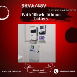 5Kva/48 solar inverter installation with 10KWH Lithium ion Battery and 8 units of 450 watts solar panels 5Kva/48 solar inverter installation with 10KWH Lithium ion Battery and 8 units of 450 watts solar panels
