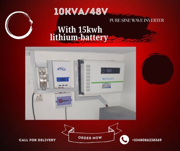 10Kva/48 solar inverter installation with 15KWH Lithium ion Battery and 16 units of 450 watts solar panels 10Kva/48 solar inverter installation with 15KWH Lithium ion Battery and 16 units of 450 watts solar panels